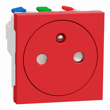 Unica - prise 2P+T - FR - 90° - goul - affleur - connex rap - Rouge - méca seul