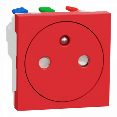 Unica - prise 2P+T - FR - 90° - goul - affleur - connex rap - Rouge - méca seul