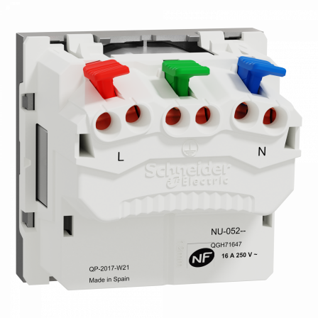 Unica - prise 2P+T - FR - 90° - affleurant - raccord rapide - Alu - méca seul