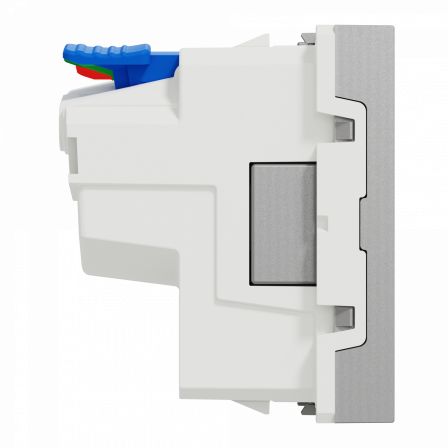 Unica - prise 2P+T - FR - 90° - affleurant - raccord rapide - Alu - méca seul