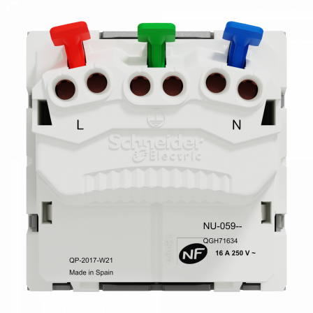 Unica - prise 2P+T - FR - 90° - raccord rapide traversant - Alu - méca seul