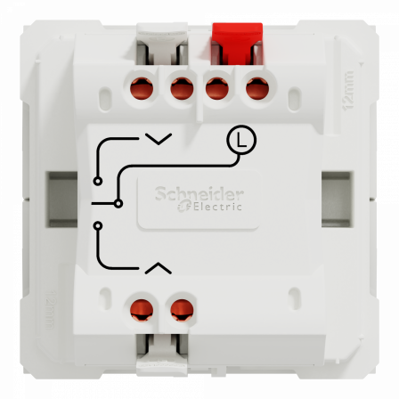 Unica - interrupteur volet-roulant - 3 touches - 6A - 2 mod - Blanc - méca seul