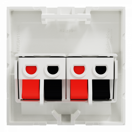 Unica - prise haut-parleur 2 sorties rouge + noir - 2 mod - Blanc - méca seul