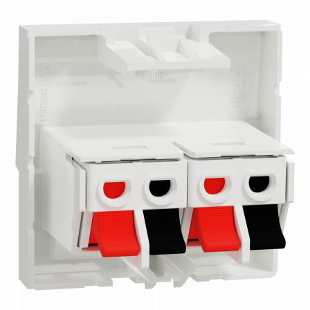 Unica - prise haut-parleur 2 sorties rouge + noir - 2 mod - Blanc - méca seul