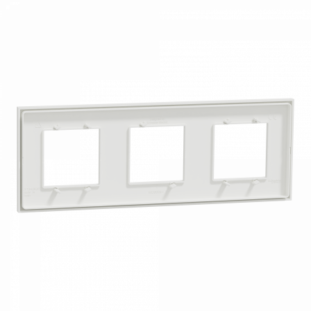 Unica Déco Subtile - Plaque de finition - Blanc liseré argent  - 3P horiz vert