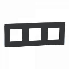 Unica Déco Subtile - Plaque de finition - Anthra liseré argent  - 3P horiz vert