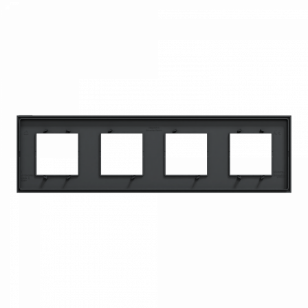 Unica Déco Subtile - Plaque de finition - Anthra liseré argent  - 4P horiz vert