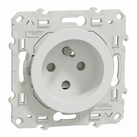 Odace - prise de courant 2P+T - blanc - à détrompage - connexions à vis