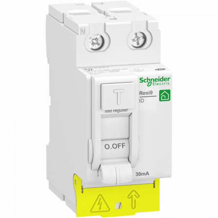 Resi9 - inter différentiel - 2P - 25A - 30mA - Type AC - peignable - alim bas