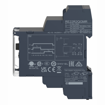 Harmony Time RE22 - relais tempo - 2OF - Qg - 1s à 300h - 24V à 240VACDC