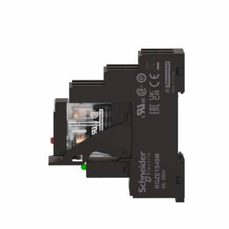 Harmony Relay RXG - relais embroc monté sur embase - test + DEL - 2OF 5A - 24VAC