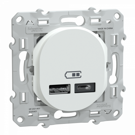 Ovalis - double chargeur USB A+C 12W - Blanc