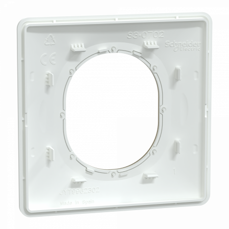 Ovalis - Plaque de finition - 1 poste Blanc avec bague effet Laiton