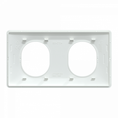 Ovalis - Plaque de finition - 2 postes Horizontal - 71mm - Blanc bague Laiton