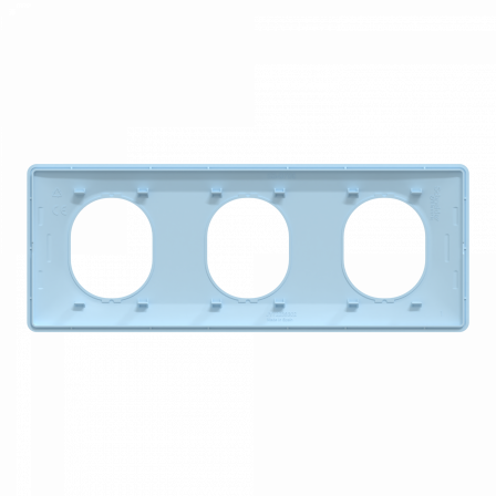 Ovalis - Plaque de finition - 3 postes Horizontal - entraxe 71mm - Bleu Azurin