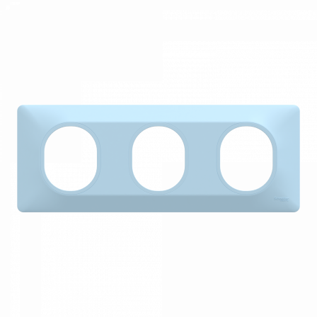 Ovalis - Plaque de finition - 3 postes Horizontal - entraxe 71mm - Bleu Azurin
