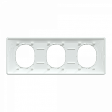 Ovalis - Plaque de finition - 3 postes Horizontal - 71mm - Blanc bague Laiton