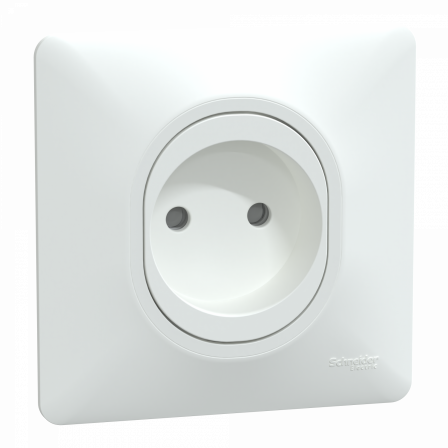 Ovalis - prise à puits - 2P - 16A - bornes vis - Blanc - avec griffes - plaque