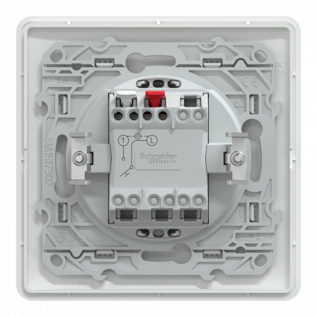 Ovalis - poussoir ferm lumineux - 10AX - LED bleu 250V - Blanc - griffe - plaque