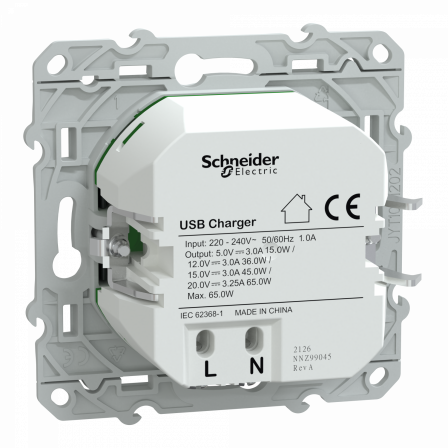 Ovalis - Chargeur USB-C 65W - Forte puissance pour charge app. mobiles - Anth