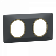 Ovalis - plaque de finition - 2 postes horizontal - 71mm - anthracite - laiton