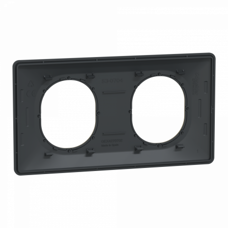 Ovalis - plaque de finition - 2 postes horizontal - 71mm - anthracite - laiton