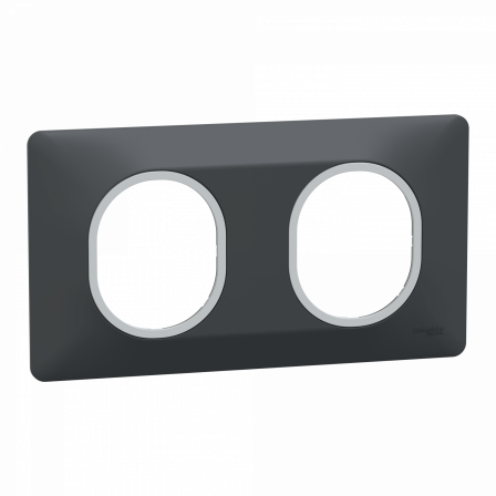 Ovalis - plaque de finition - 2 postes hor - 71mm - anthracite - argent chromé