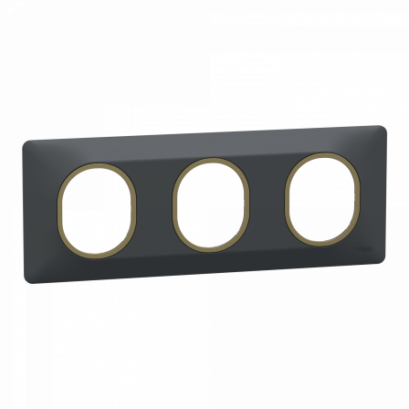 Ovalis - plaque de finition - 3 postes horizontal - 71mm - anthracite - laiton