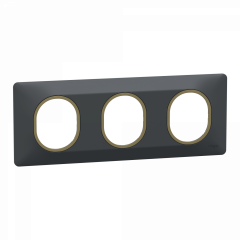 Ovalis - plaque de finition - 3 postes horizontal - 71mm - anthracite - laiton