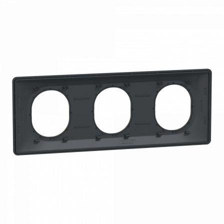 Ovalis - plaque de finition - 3 postes horizontal - 71mm - anthracite - laiton