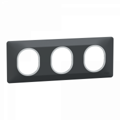 Ovalis - plaque de finition - 3 postes hor - 71mm - anthracite - argent chromé