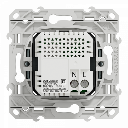 Odace - prise USB double - type A+C - blanc Recyclé - 5 Vcc - 2,4A