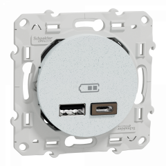 Odace - prise USB double - type A+C - blanc Recyclé - 5 Vcc - 2,4A