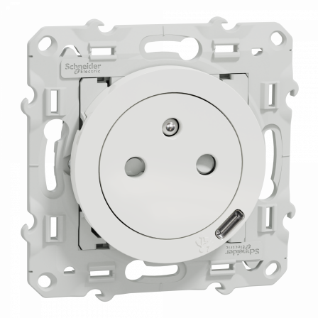 Odace - prise affleurante + USB C 10.5W - blanc