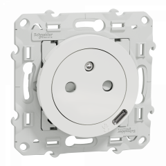 Odace - prise affleurante + USB C 10.5W - blanc