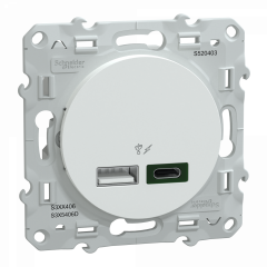 Odace - chargeur USB type A 7,5W + C 45W - forte puissance type C - blanc