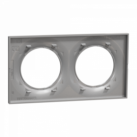 Odace Styl -  plaque 2 postes horizontaux ou verticaux entraxe 71mm aluminium