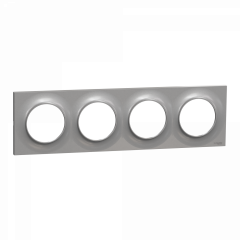 Odace Styl -  plaque 4 postes horizontaux ou verticaux entraxe 71mm aluminium