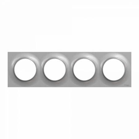 Odace Styl -  plaque 4 postes horizontaux ou verticaux entraxe 71mm aluminium