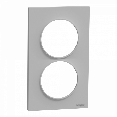 Odace Styl -  plaque 2 postes verticaux entraxe 57mm aluminium