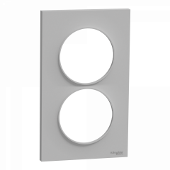 Odace Styl -  plaque 2 postes verticaux entraxe 57mm aluminium