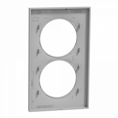 Odace Styl -  plaque 2 postes verticaux entraxe 57mm aluminium