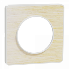 Odace Touch - plaque 1 poste bois nordique avec liseré blanc