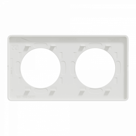 Odace Touch - plaque 2 postes horiz/vert 71mm aluminium brossé avec liseré blanc