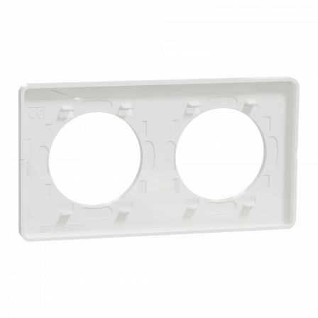 Odace Touch - plaque 2 postes horiz/vert 71mm aluminium brossé avec liseré blanc