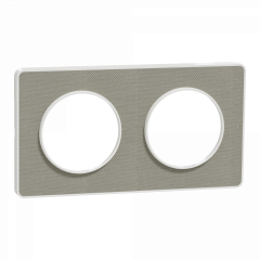 Odace Touch - plaque 2 postes horiz/ver 71mm Kvadrat perle avec liseré blanc