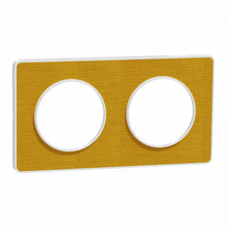 Odace Touch - plaque 2 postes horiz/ver 71mm Kvadrat ocre avec liseré blanc