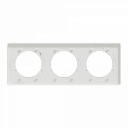 Odace Touch - plaque 3 postes horiz/vert 71mm aluminium brossé avec liseré blanc