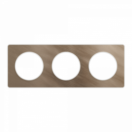 Odace Touch - plaque 3 postes horiz/vert 71mm bronze brossé avec liseré blanc