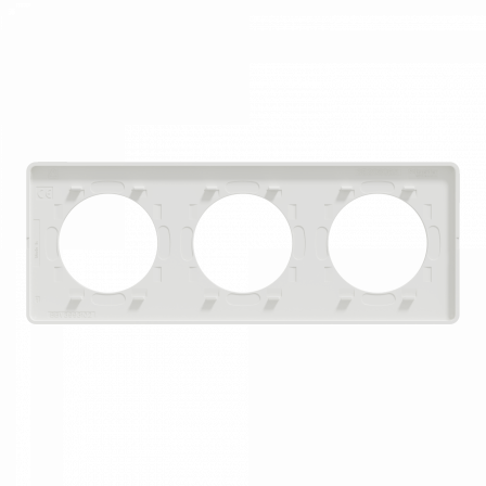 Odace Touch - plaque 3 postes horiz/vert 71mm bois naturel avec liseré blanc